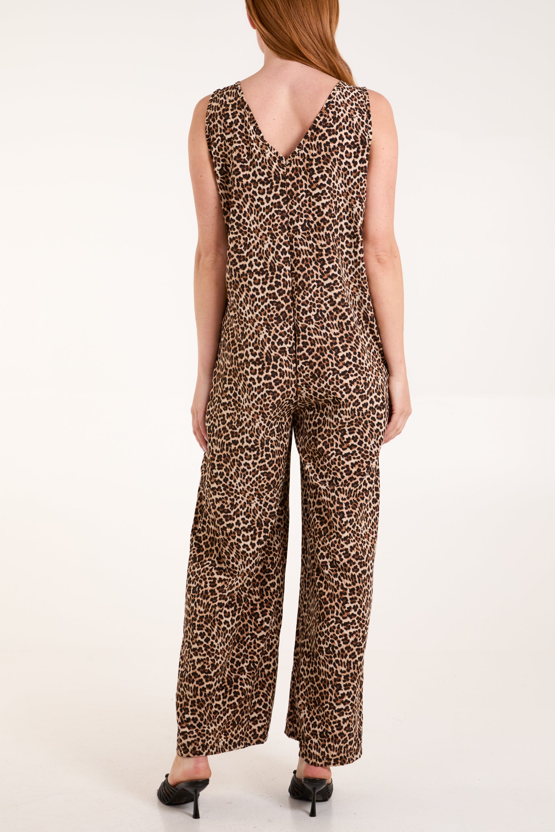 Leopard Double V-Neck Jumpsuit