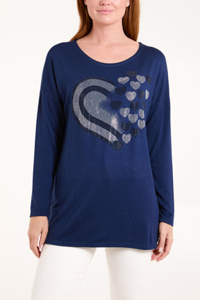 Diamante Hearts Soft Touch Jumper