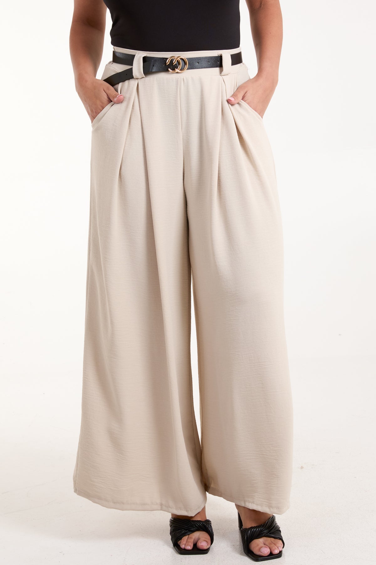 Belted Wide Leg Trousers