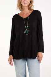 Necklace Ribbed Fine Knit Jumper