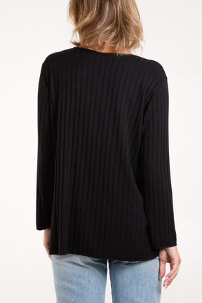 Necklace Ribbed Fine Knit Jumper