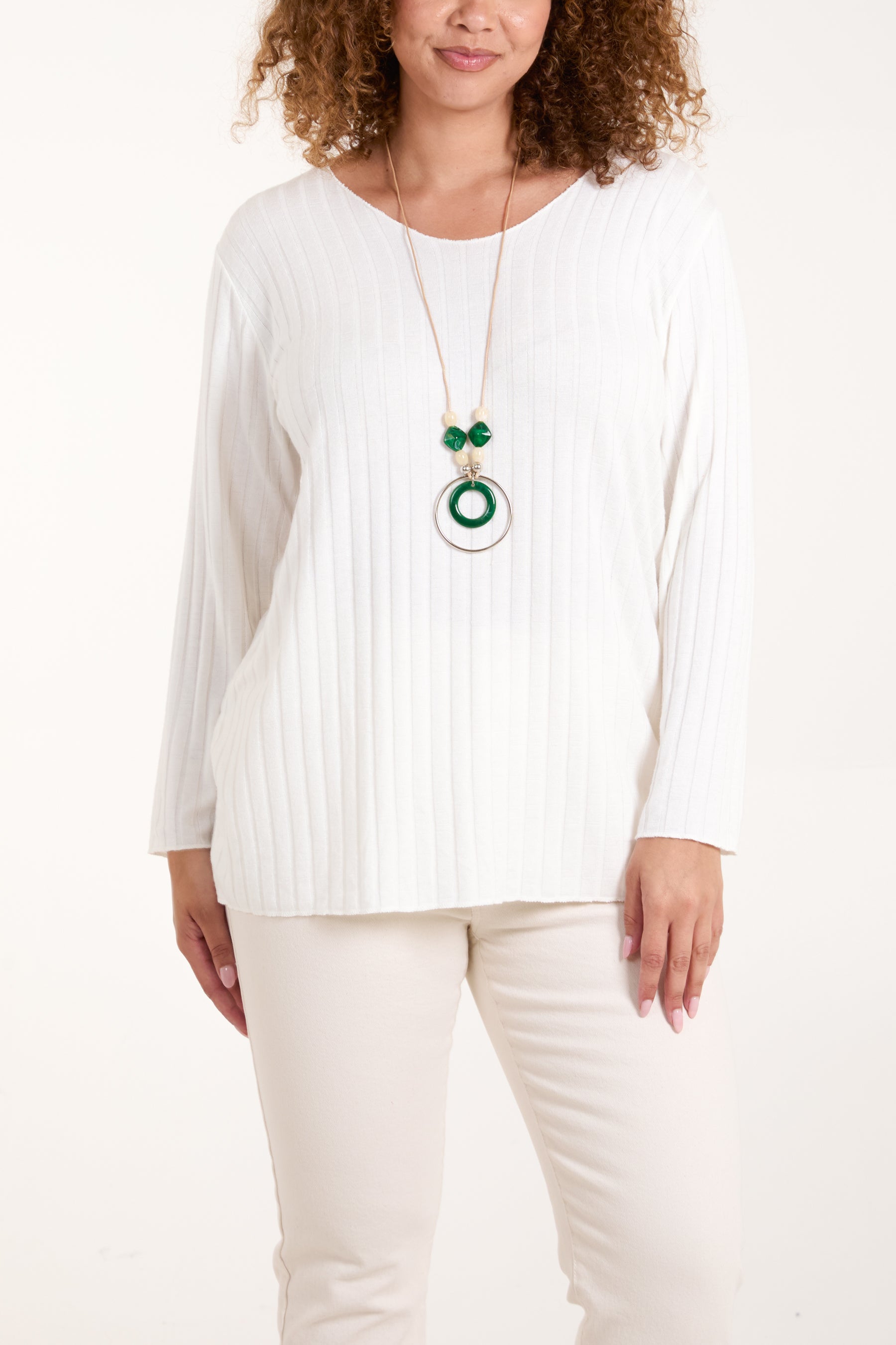 Necklace Ribbed Fine Knit Jumper