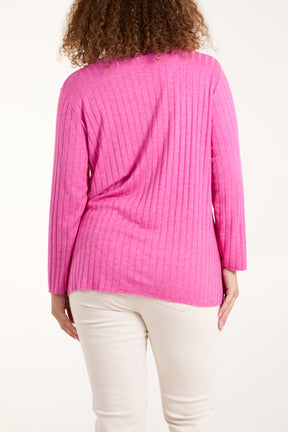 Necklace Ribbed Fine Knit Jumper