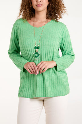 Necklace Ribbed Fine Knit Jumper