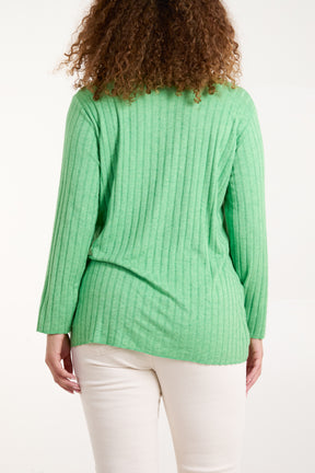 Necklace Ribbed Fine Knit Jumper