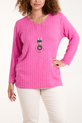 Necklace Ribbed Fine Knit Jumper