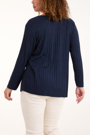 Necklace Ribbed Fine Knit Jumper