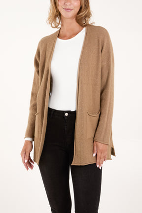 Textured Long Sleeve Pocket Cardigan