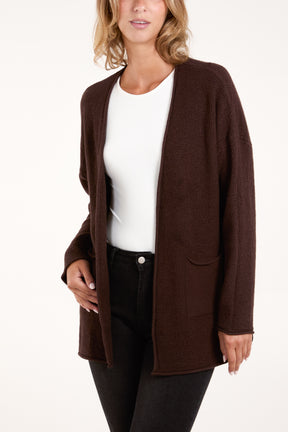 Textured Long Sleeve Pocket Cardigan