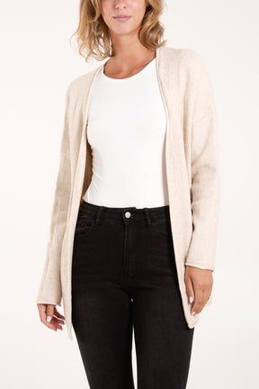 Textured Long Sleeve Pocket Cardigan