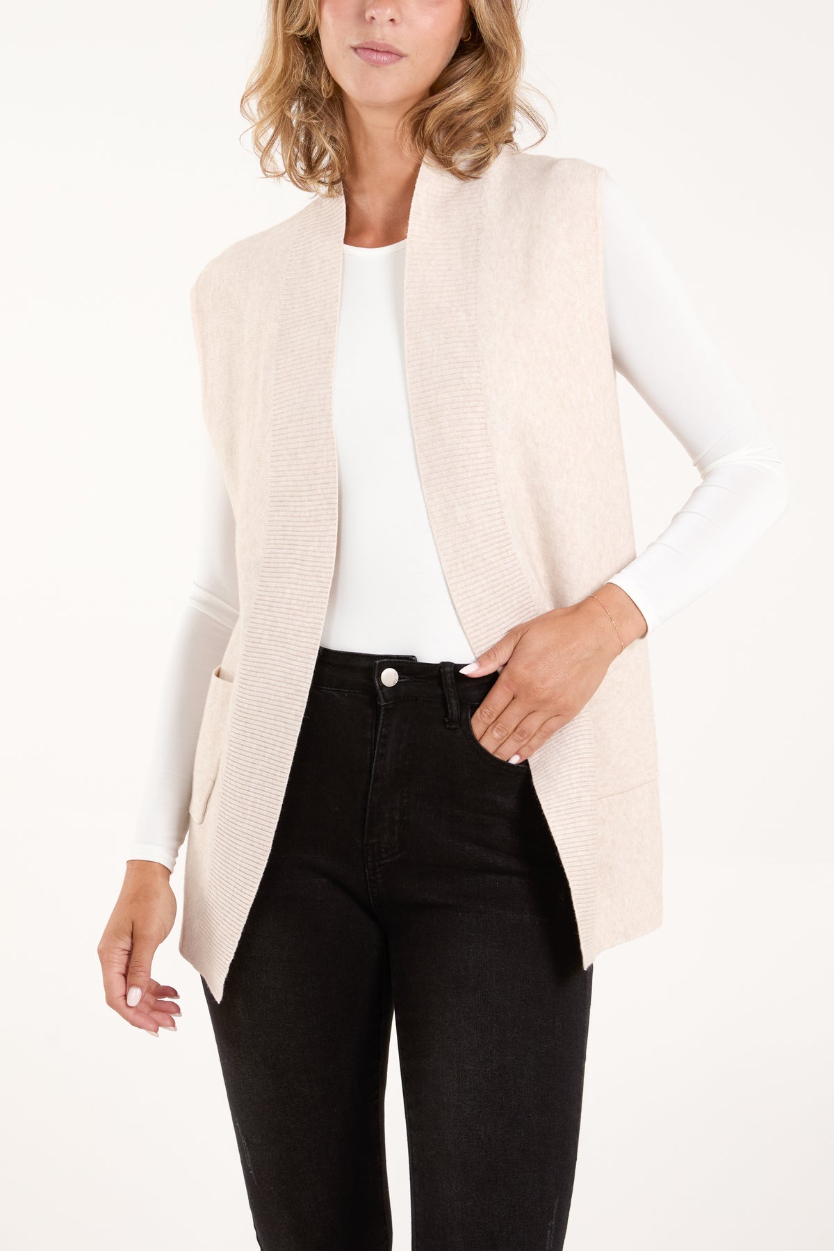 Longline Pocket Knitted Waistcoat