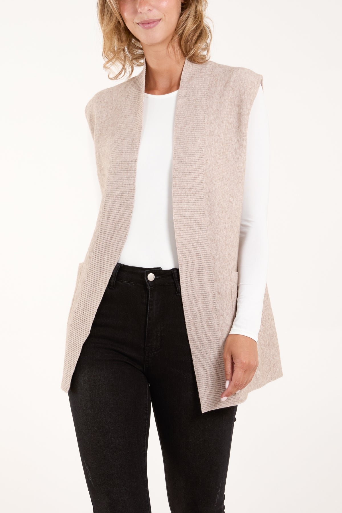 Longline Pocket Knitted Waistcoat