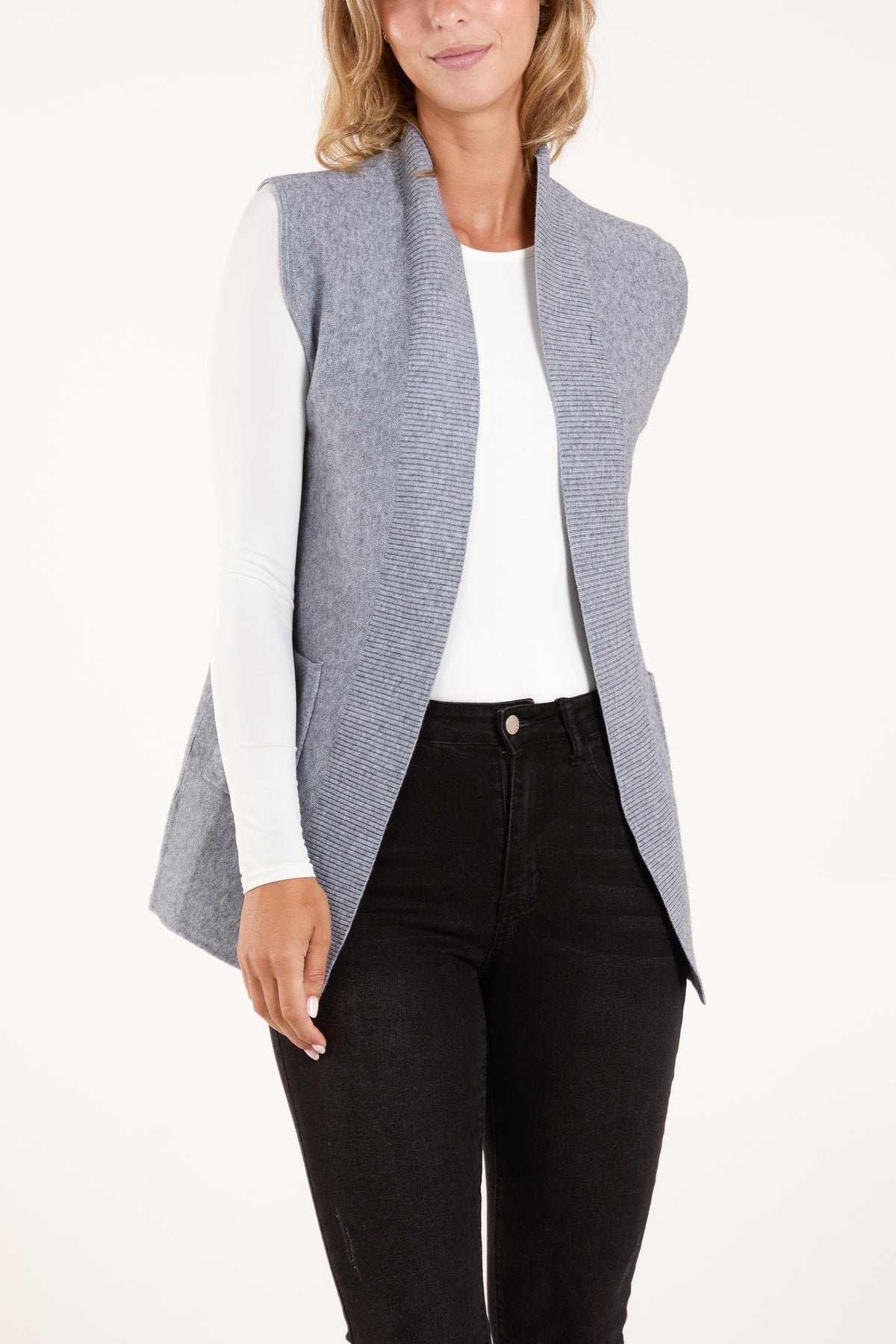 Longline Pocket Knitted Waistcoat