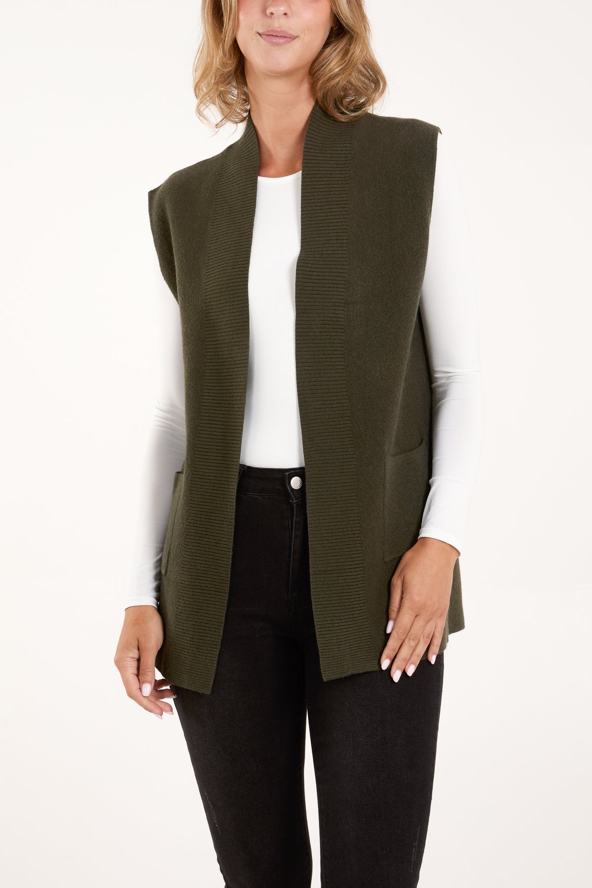 Longline Pocket Knitted Waistcoat