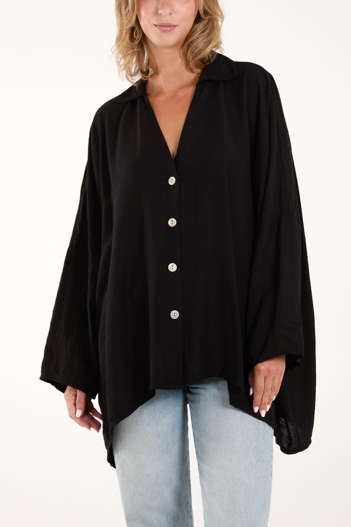 Asymmetric Hem Floaty Blouse