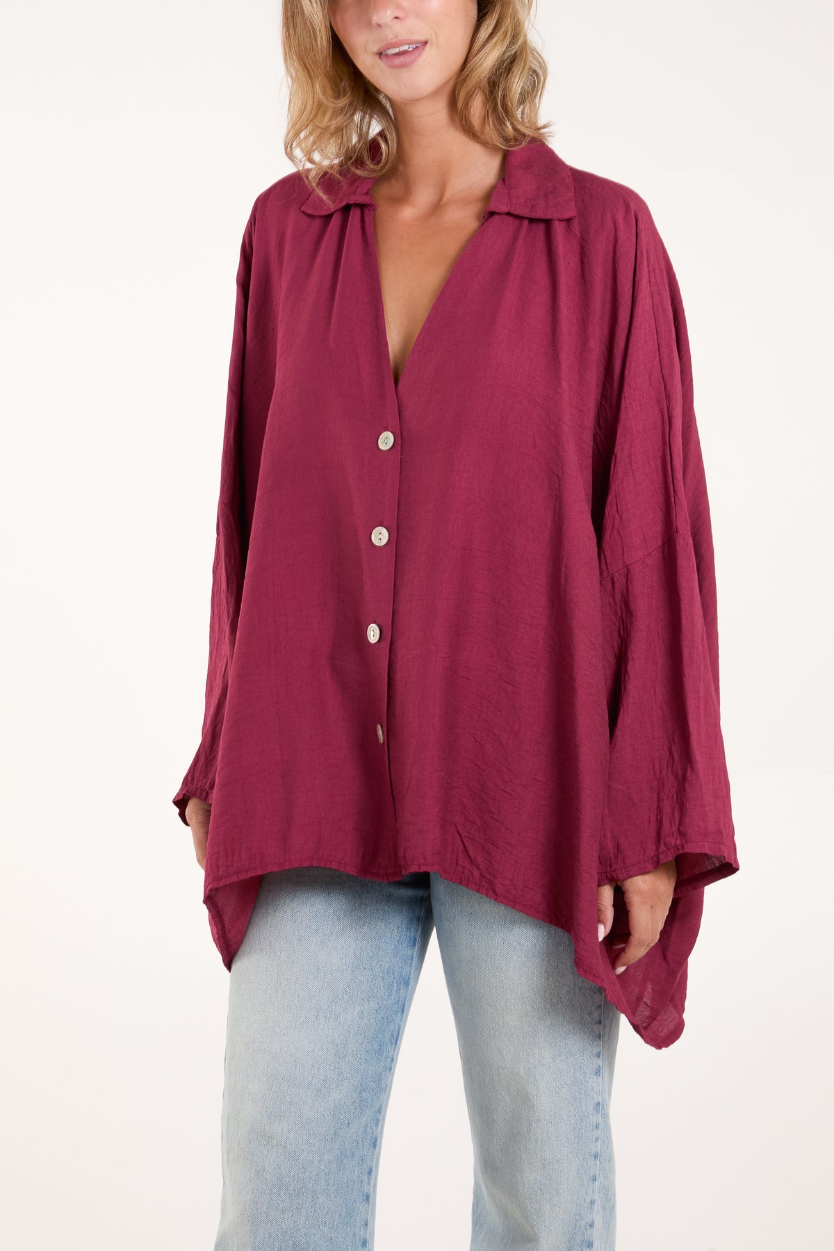 Asymmetric Hem Floaty Blouse