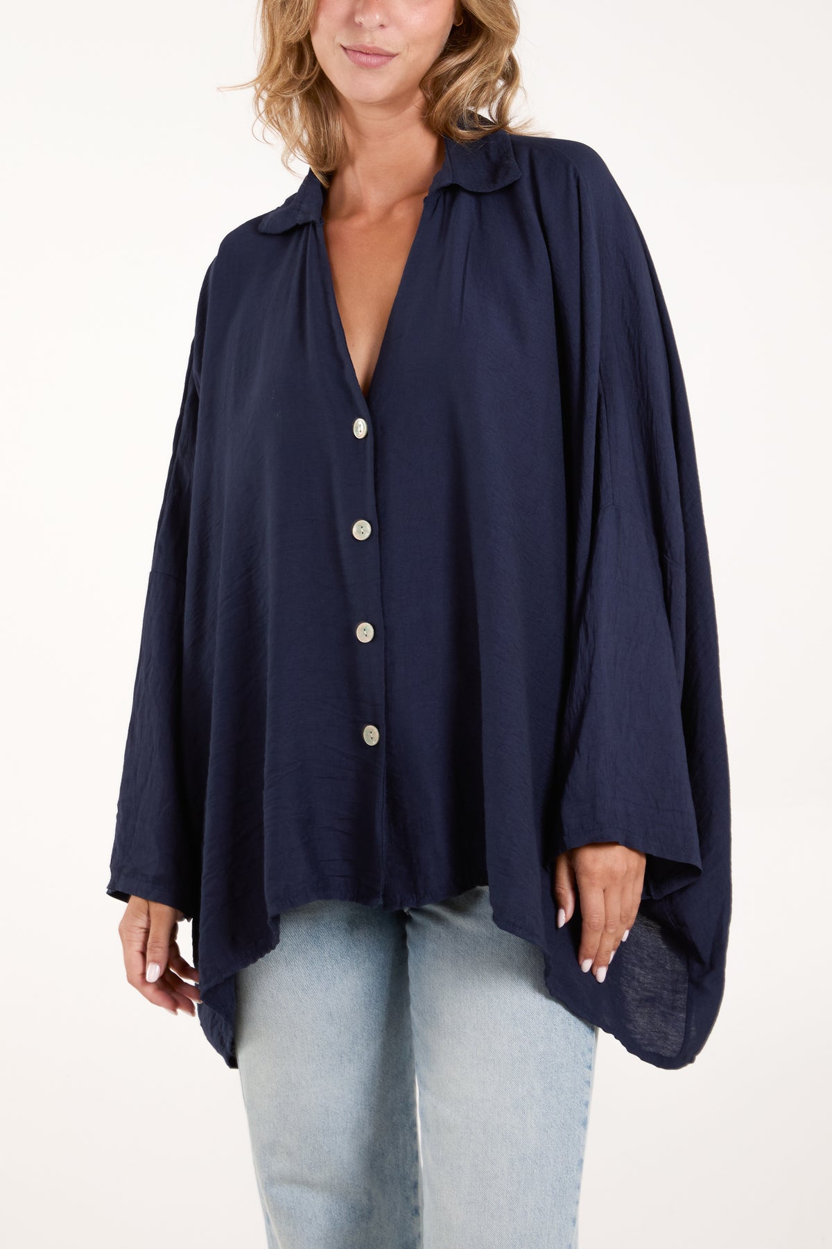 Asymmetric Hem Floaty Blouse