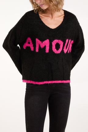 "Amour" Soft Touch V-Neck Jumper