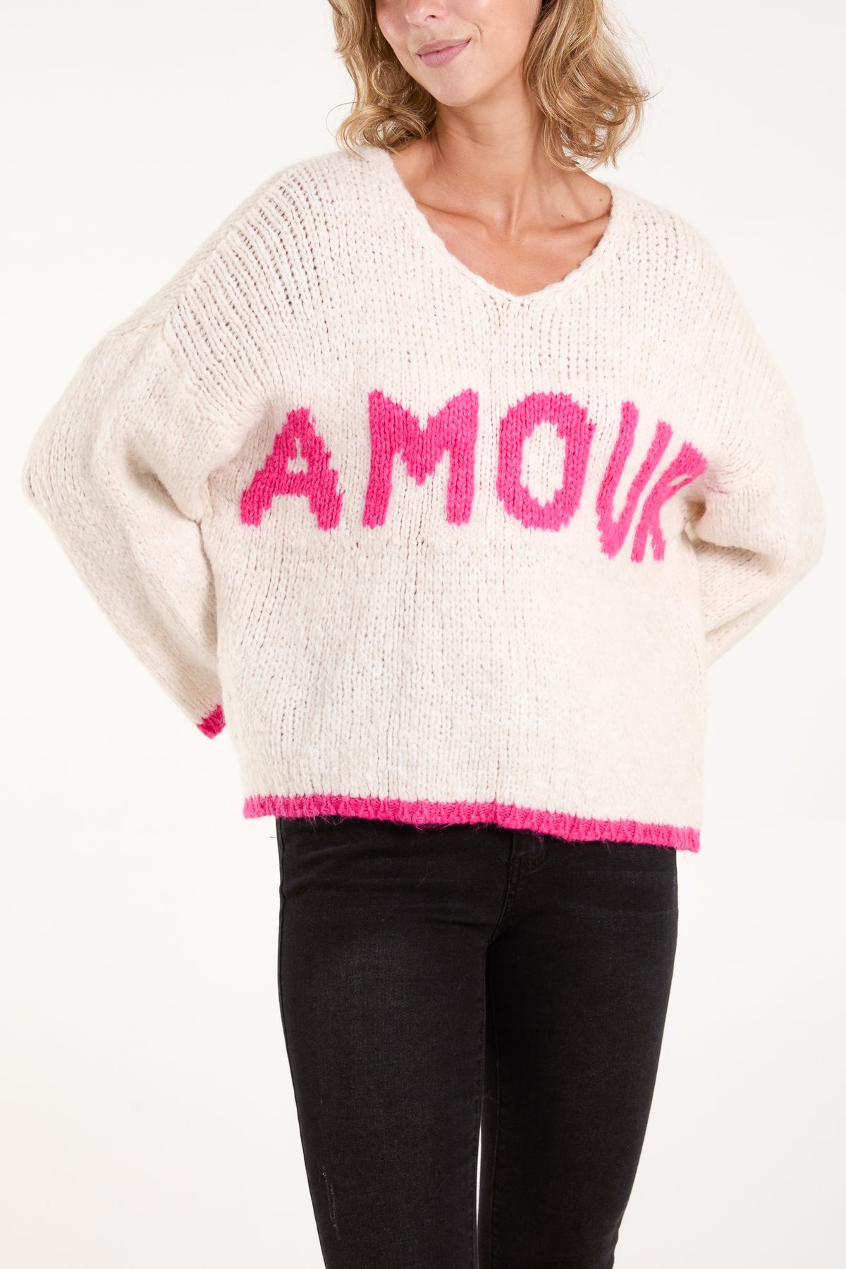 "Amour" Soft Touch V-Neck Jumper