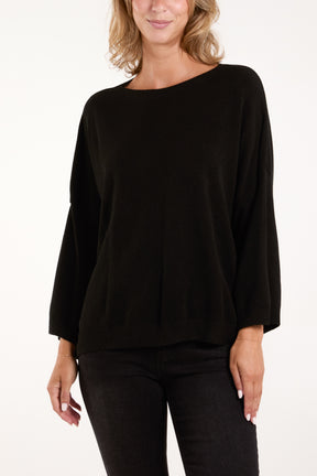 Crew Neck Drop Sleeve Jumper