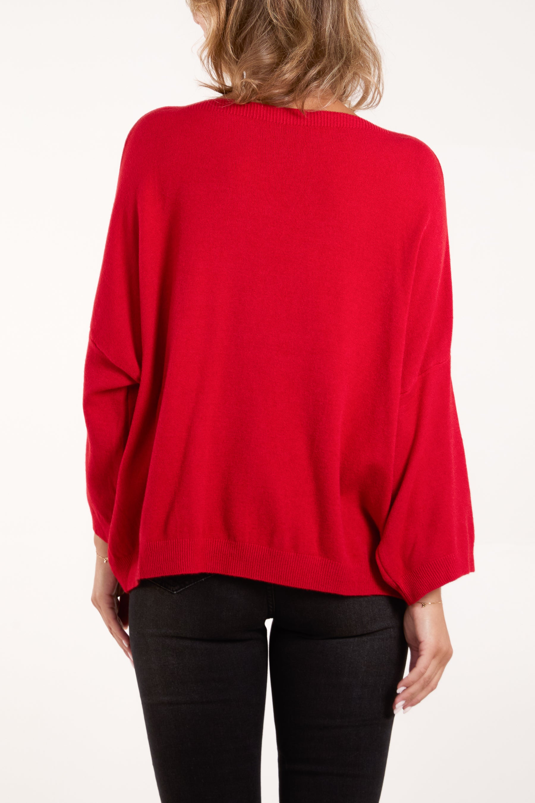 Crew Neck Drop Sleeve Jumper