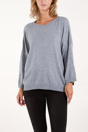 Crew Neck Drop Sleeve Jumper