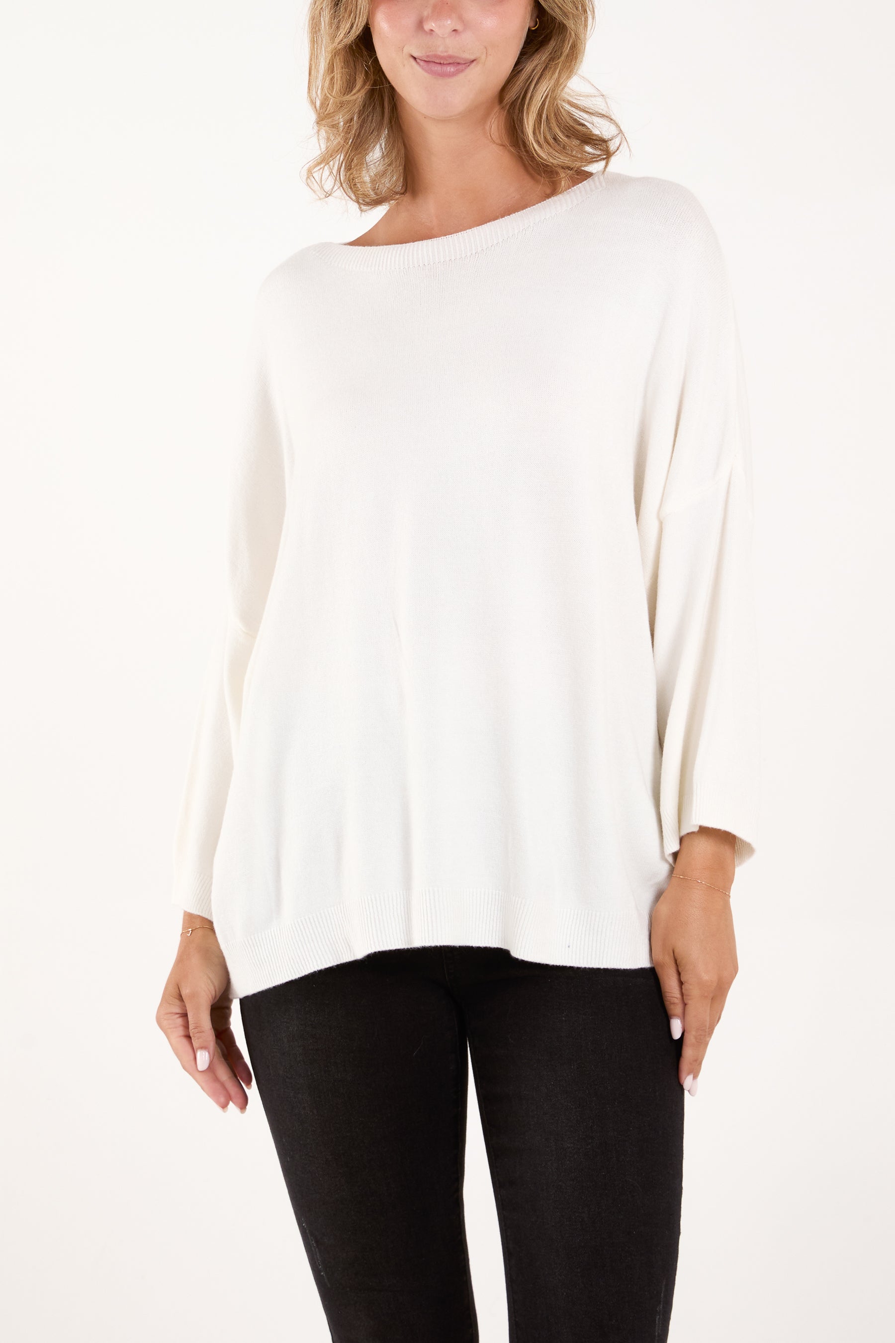 Crew Neck Drop Sleeve Jumper