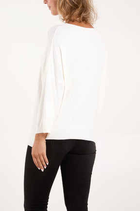 Crew Neck Drop Sleeve Jumper