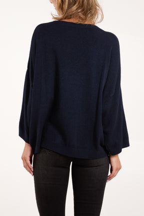 Crew Neck Drop Sleeve Jumper