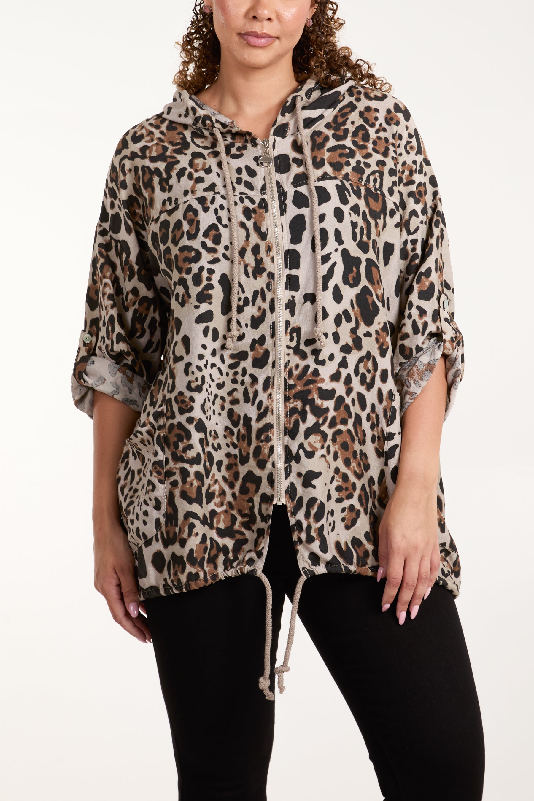 Animal Print Zip Up Light Jacket