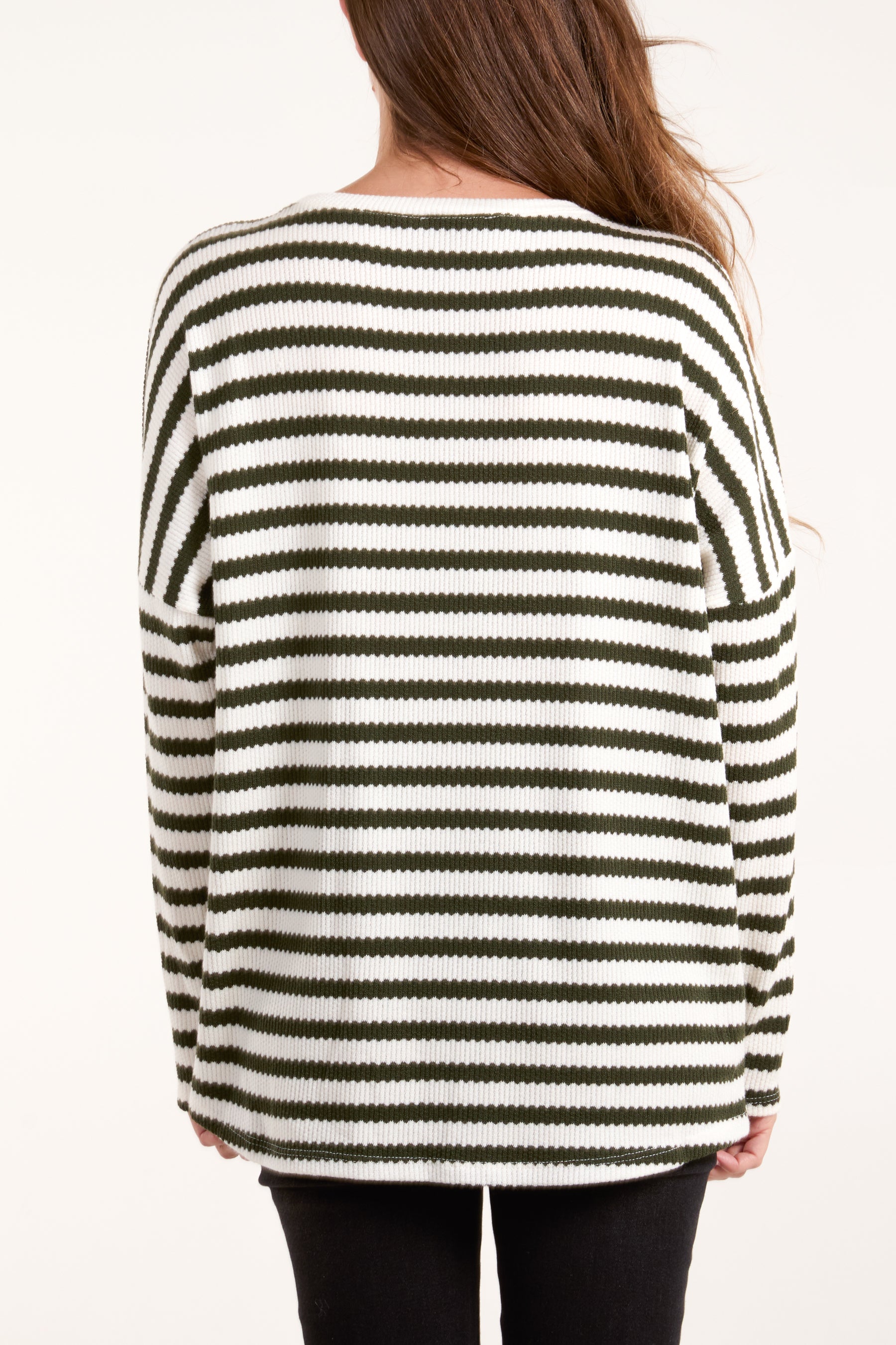 Round Neck Striped Soft Knit Top