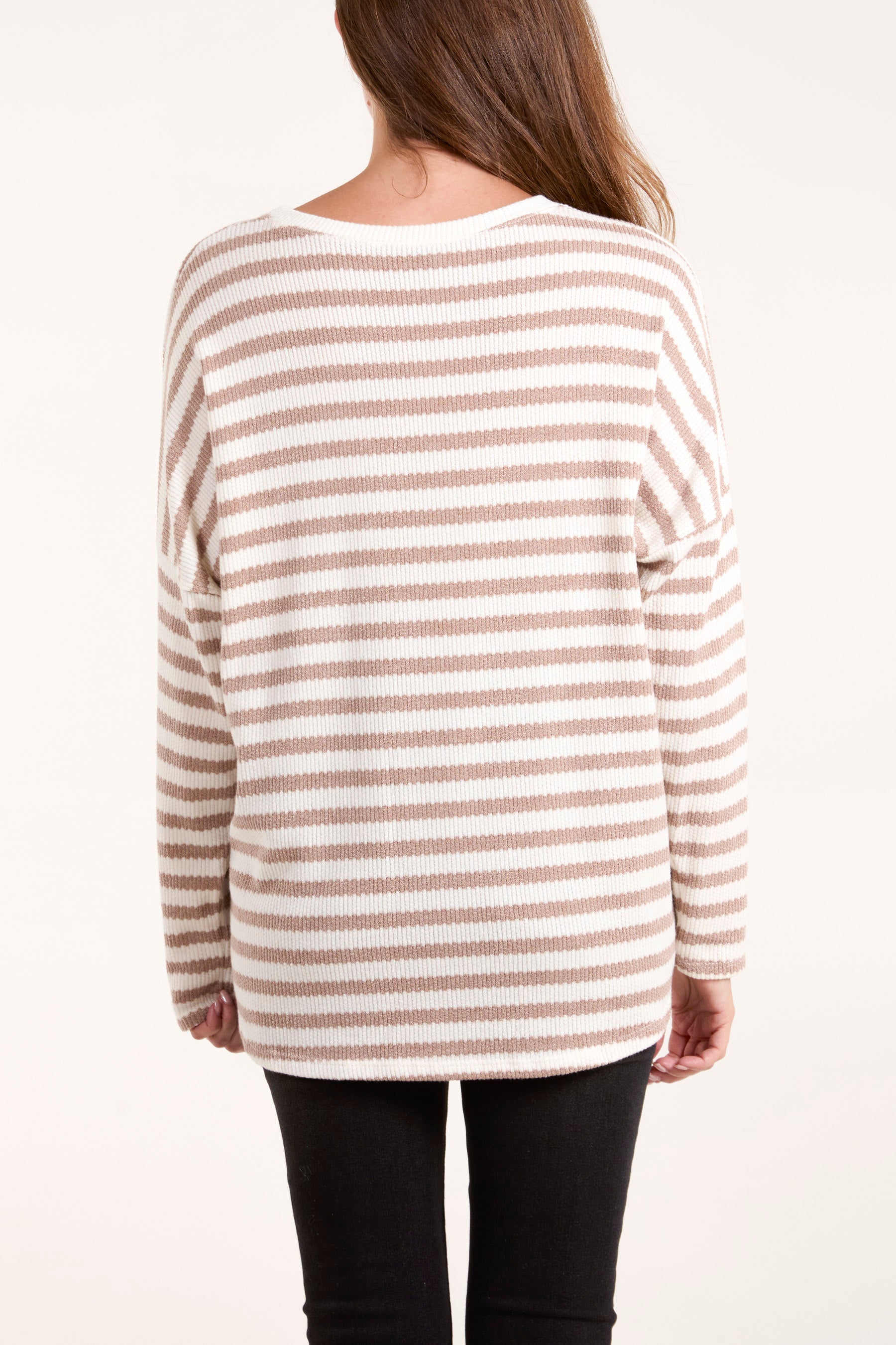 Round Neck Striped Soft Knit Top