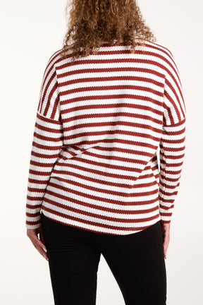 Round Neck Striped Soft Knit Top