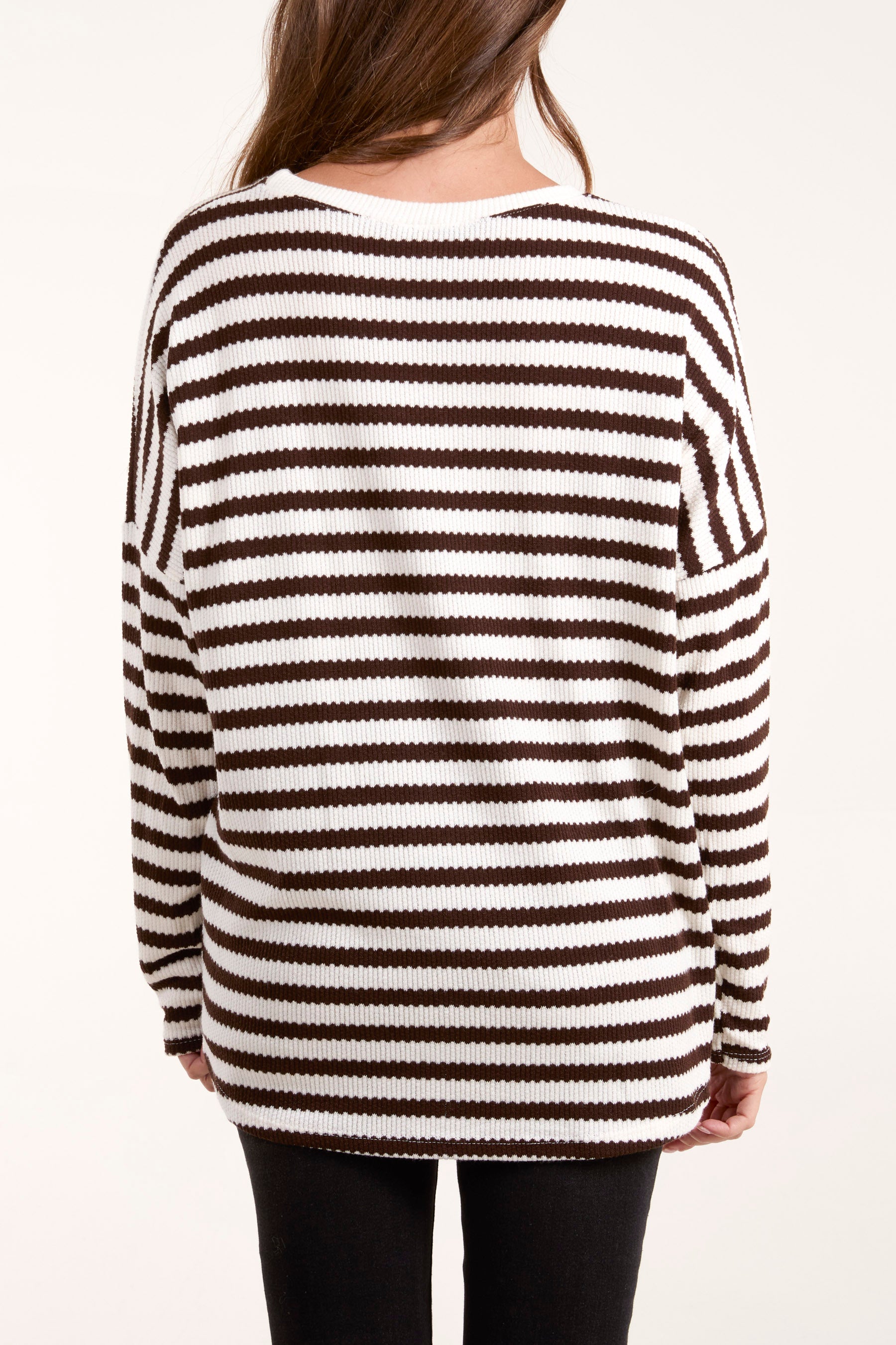 Round Neck Striped Soft Knit Top