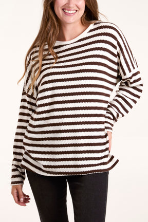 Round Neck Striped Soft Knit Top