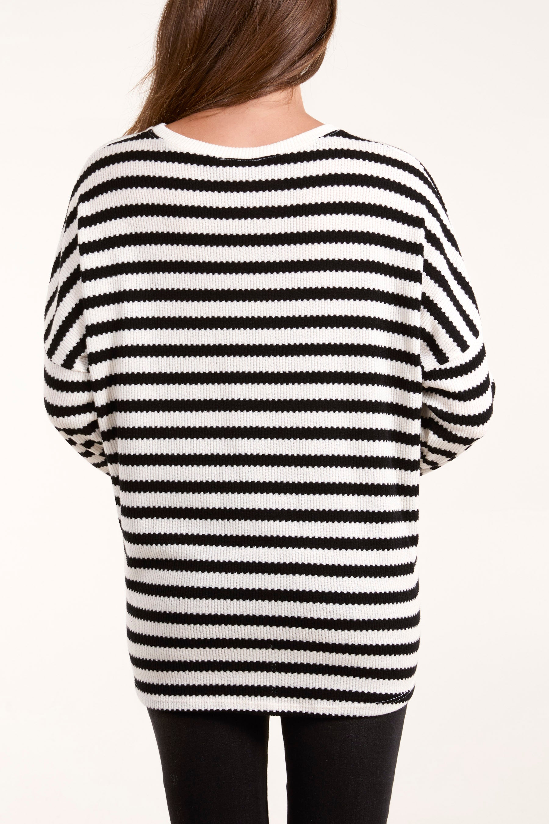 Round Neck Striped Soft Knit Top