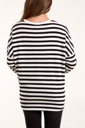 Round Neck Striped Soft Knit Top