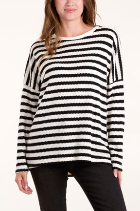 Round Neck Striped Soft Knit Top