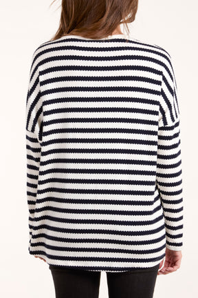 Round Neck Striped Soft Knit Top