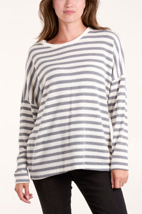 Round Neck Striped Soft Knit Top