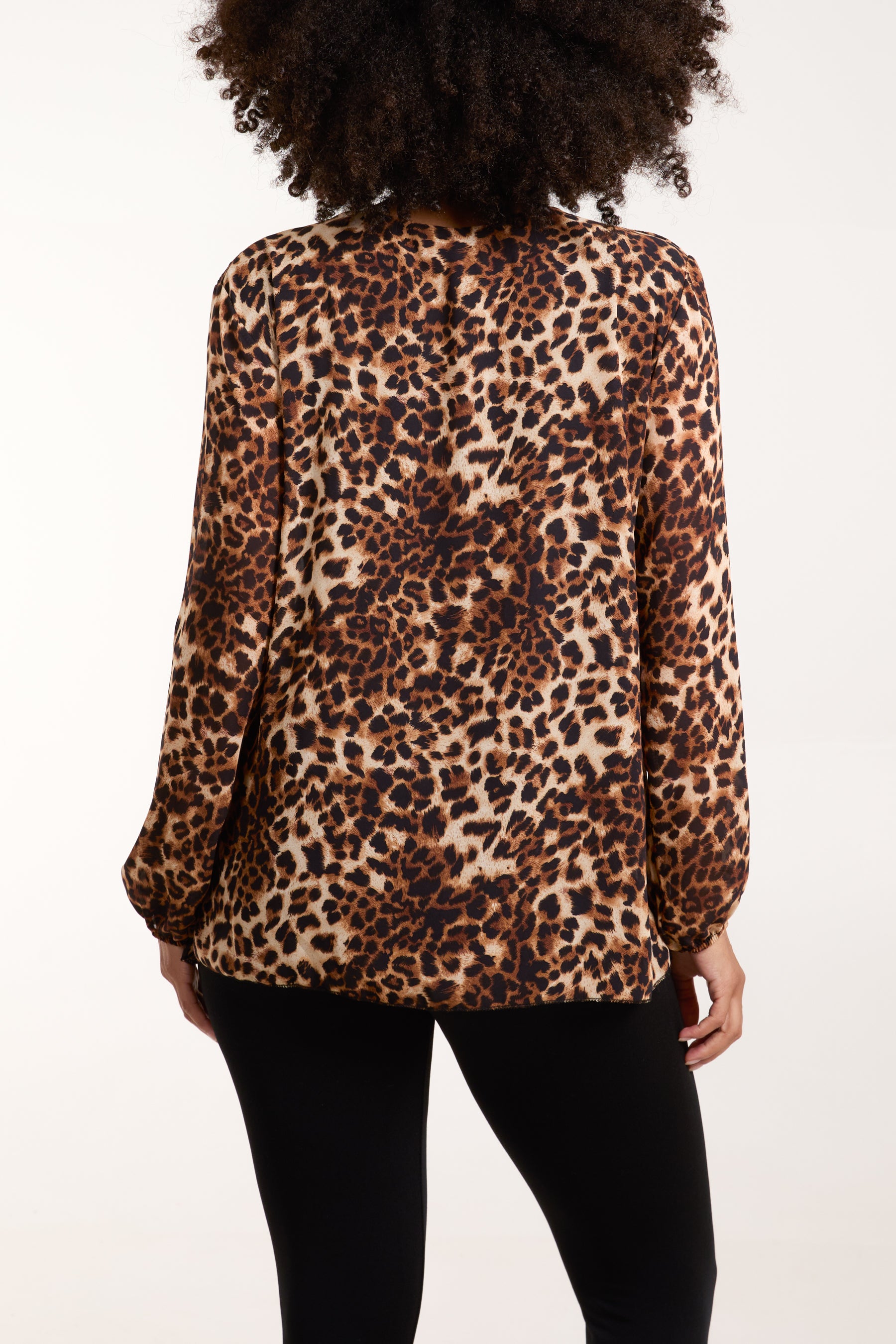 Pleated Leopard Mesh Top