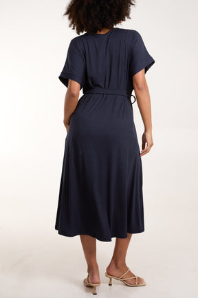 Ribbed Tie Front Midi Dress