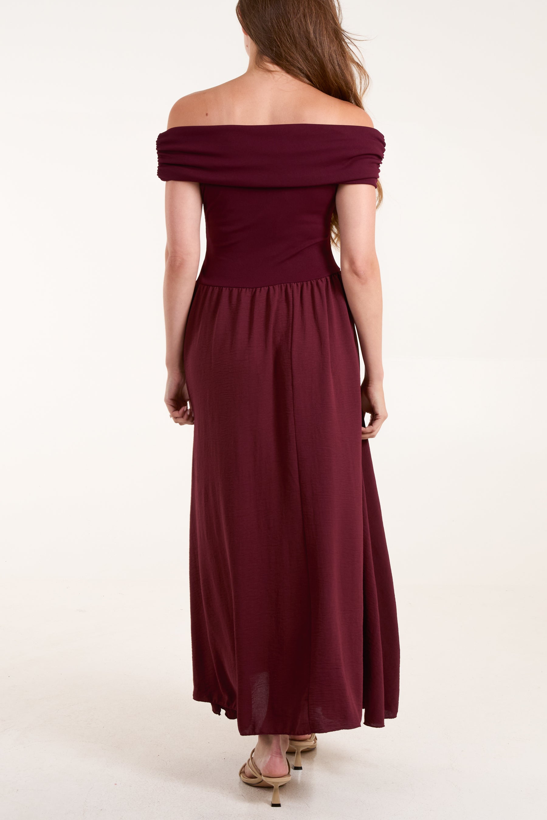 Folded Bardot Bodice Midi Dress