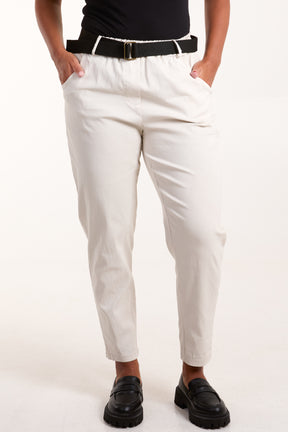 Woven Belt Cuffed Trousers