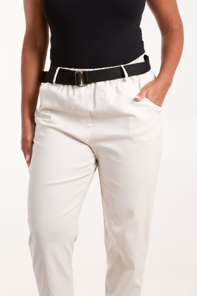 Woven Belt Cuffed Trousers