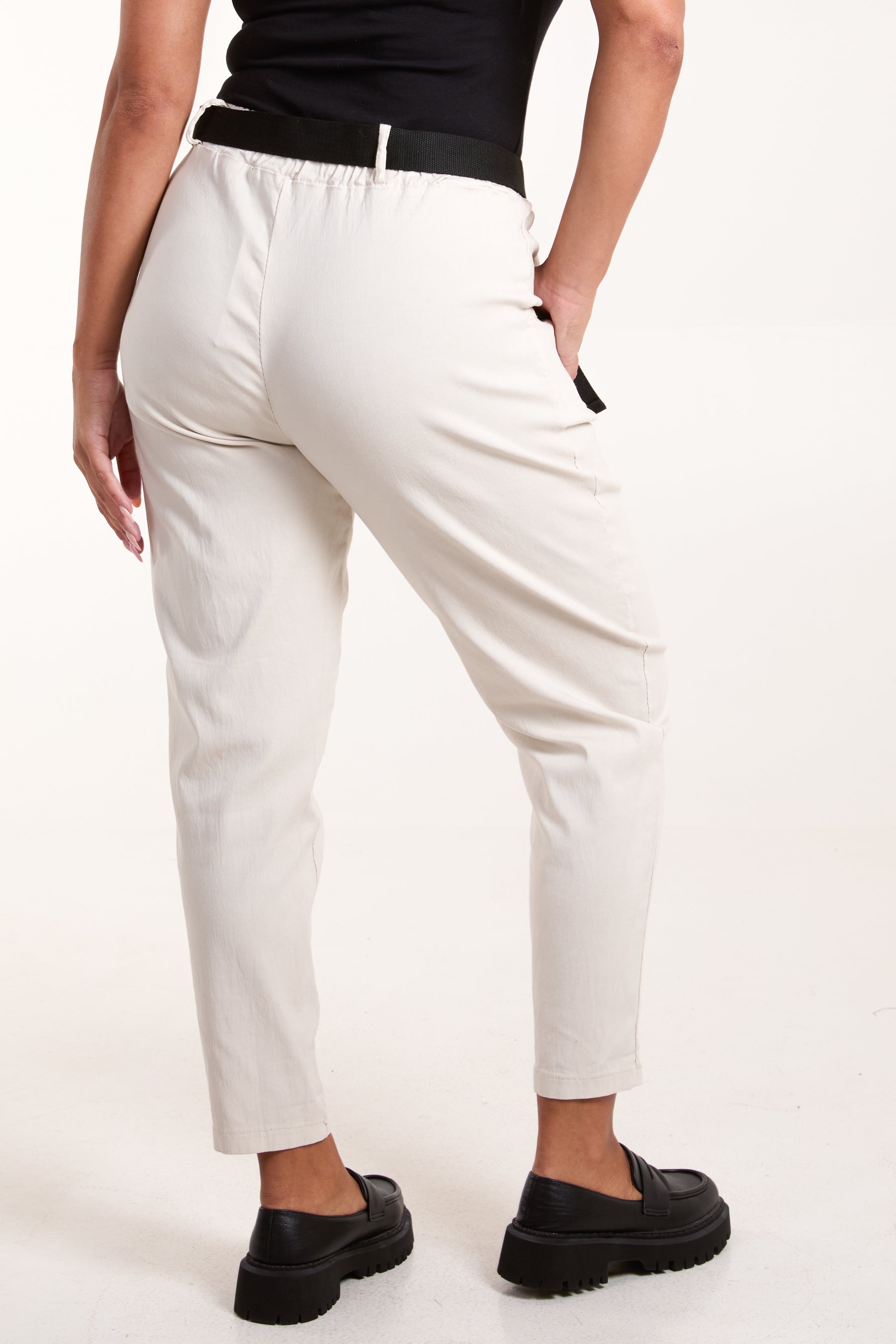 Woven Belt Cuffed Trousers