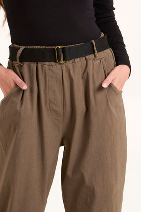 Woven Belt Cuffed Trousers