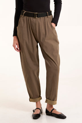 Woven Belt Cuffed Trousers