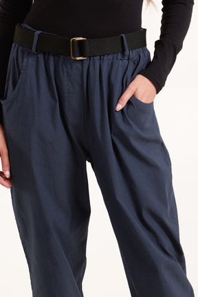 Woven Belt Cuffed Trousers