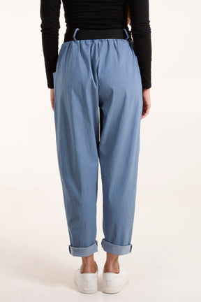 Woven Belt Cuffed Trousers